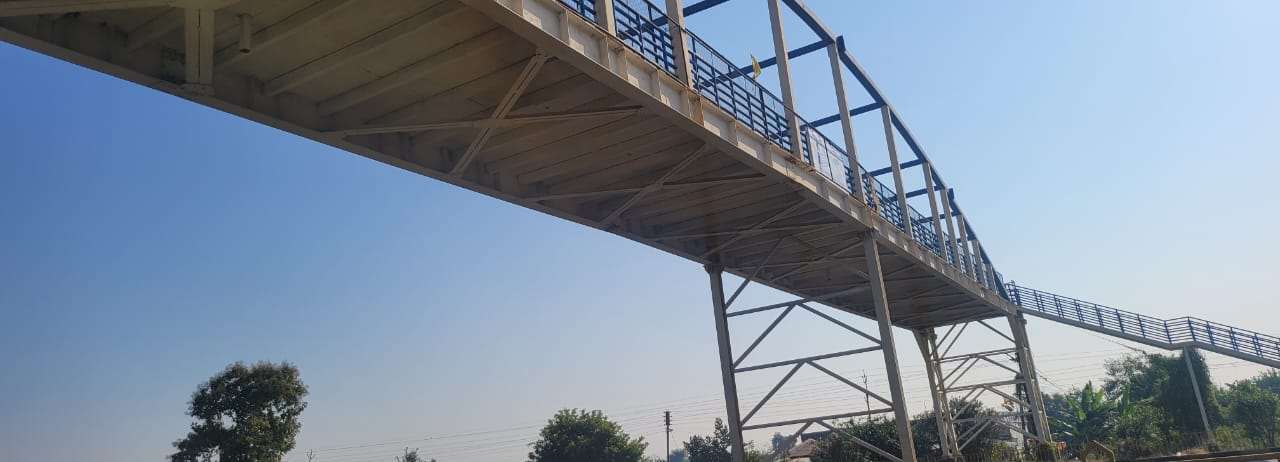 Completed steel pedestrian bridge